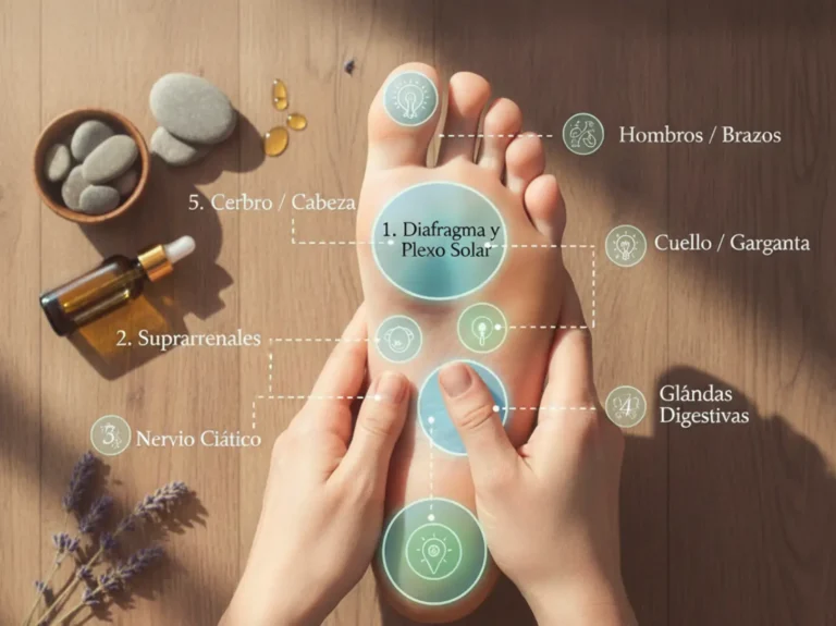 Mapa de puntos de reflexología podal para aliviar estrés en casa - Guía ilustrada